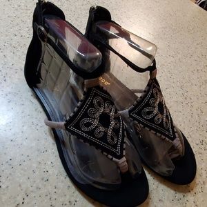 Black Embroidered Sandles